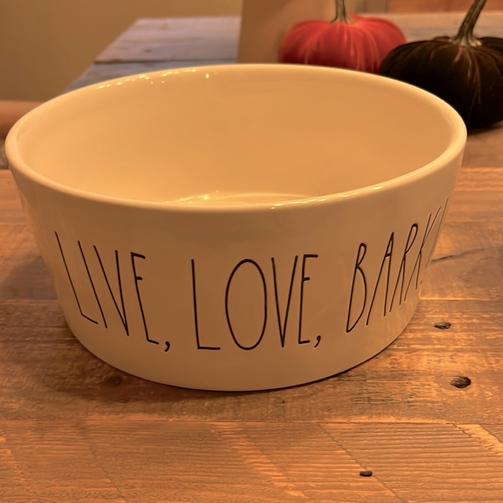 Rae Dunn dog bowl - Live Love Bark